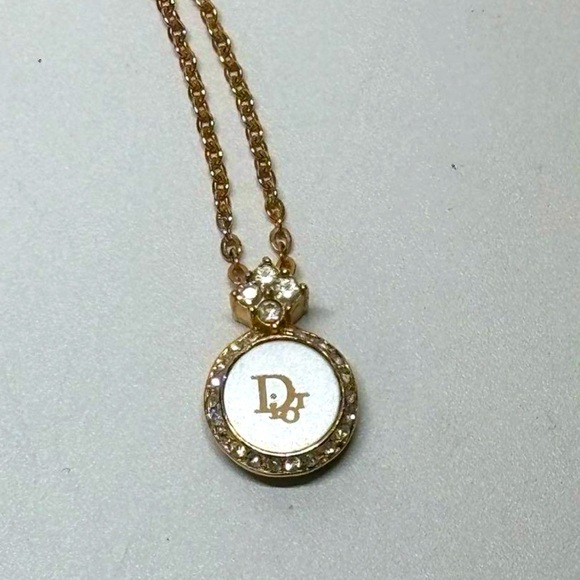 Vintage Dior Necklace circle crystal white pendant Dior necklace - Picture 7 of 8